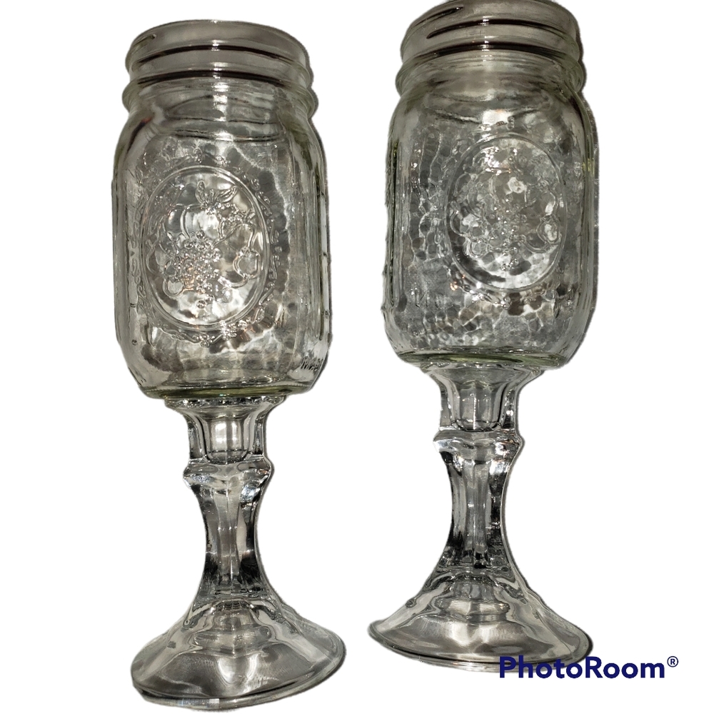 Mason jar stem glasses